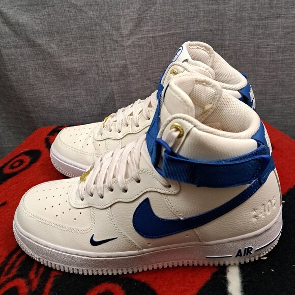 Size 9 Nike Women's Air Force 1 High 40th Anniversary White Blue DQ7584-100 - Picture 1 of 15